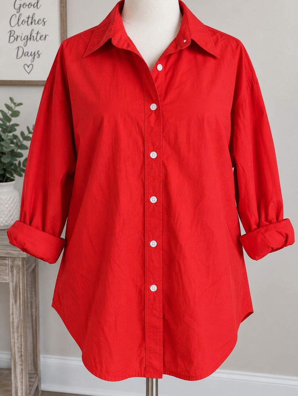 Universal Thread Bright Red Casual Button-Down Shirt